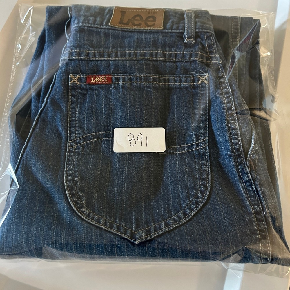 Vintage 90s Lee Pinstripe High Waist Jeans Womens 9 Tapered Leg USA Made 26x31 - Picture 13 of 13